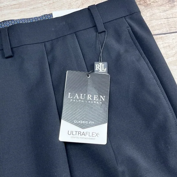Ralph Lauren BLACK LABEL Wool Pleated Cuffed Pants UltraFlex Classic Fit 42x32 - Picture 3 of 7